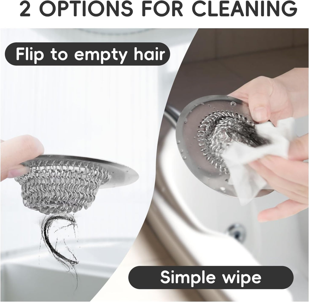 Wokdada Bathtub Drain Hair Catcher, Fast Drainage Shower Drain Hair Catcher, Reversible 304 Stainless Steel Drain Protector for Pop-Up and Regular Drains of Bathroom(Patented Product)