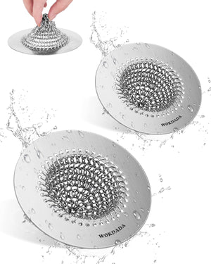 WOKDADA 2 PCS Kitchen Sink Drain Strainer, Flippable Mesh Sink Strainer, 304 Stainless Steel Sink Screen, Easy Clean Large Basket Strainer, Anti-Clog Garbage Disposal Cover Fit for Standard Sink Drain Visit the wokdada Store