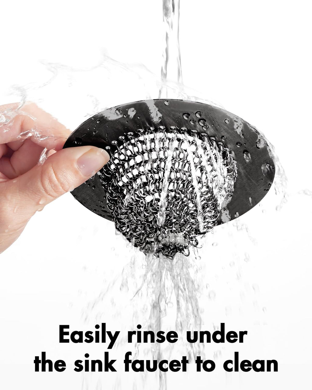 WOKDADA Black Kitchen Sink Strainer, Flippable Mesh Sink Drain Strainer, 304 Stainless Steel Sink Screen, Easy Clean Large Basket Strainer, Garbage Disposal Cover Fit for Standard Kitchen Drain