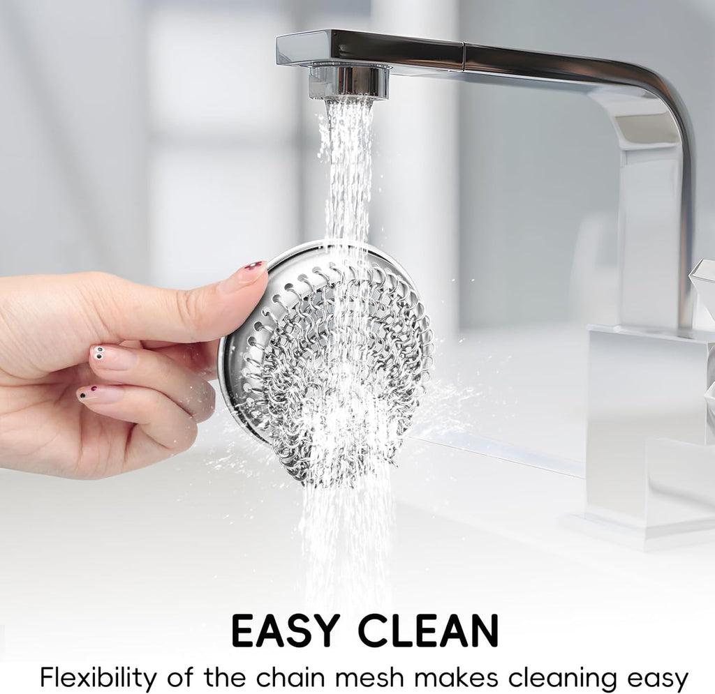 WOKDADA Kitchen Sink Drain Strainer, Wokdada Flexible Insert Mesh Sink Strainer, 304 Stainless Steel Sink Strainer, Clog-Free Garbage Disposal Sink Catcher Strainer, 3.19 Inch Sturdy Metal Sink Screen