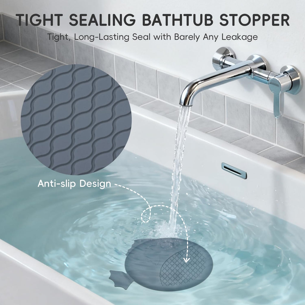 Wokdada Bathtub Drain Hair Catcher, Wokdada Fast Drainage Shower Drain Hair Catcher, Reversible 304 Stainless Steel Drain Protector with Silicone Stopper for Bathroom