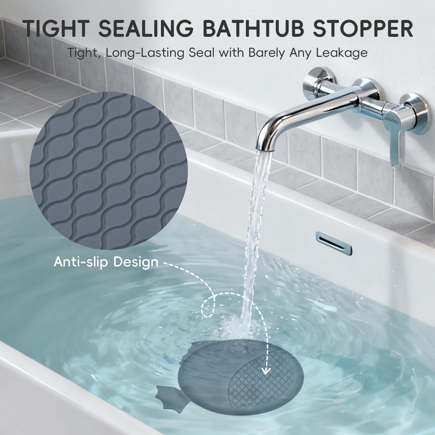 Wokdada Bathtub Drain Hair Catcher, Wokdada Fast Drainage Shower Drain Hair Catcher, Reversible 304 Stainless Steel Drain Protector with Silicone Stopper for Bathroom