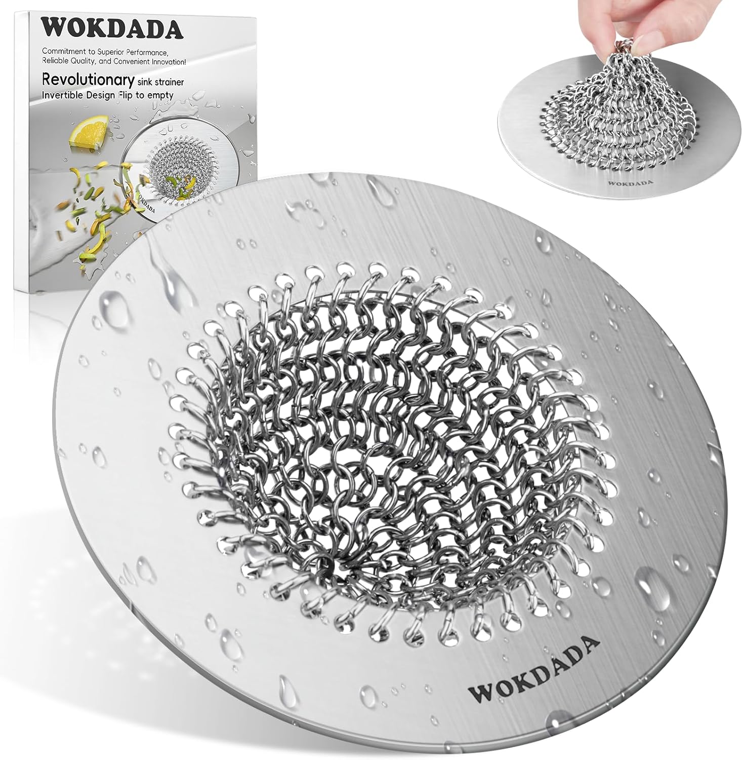 WOKDADA 2 PCS Kitchen Sink Drain Strainer, Flippable Mesh Sink Strainer, 304 Stainless Steel Sink Screen, Easy Clean Large Basket Strainer, Anti-Clog Garbage Disposal Cover Fit for Standard Sink Drain Visit the wokdada Store