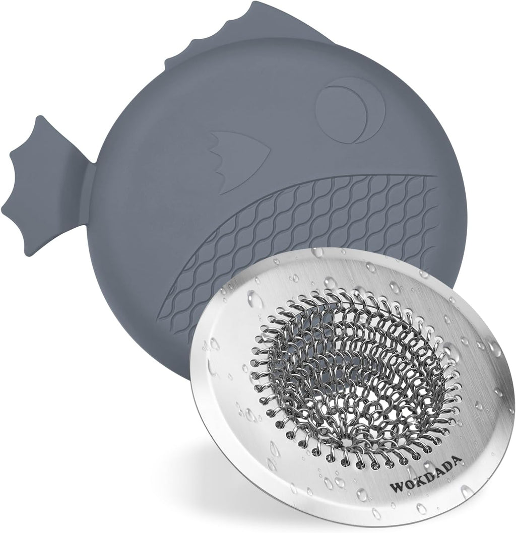 WOKDADA Sink Drain Strainer&Stopper, Anti-Slip Flexible Mesh Sink Strainer with 304 Stainless Steel, Clog-Free Kitchen Sink Strainer, Easy-Clean Sink Catcher Strainer& Silicone Stopper