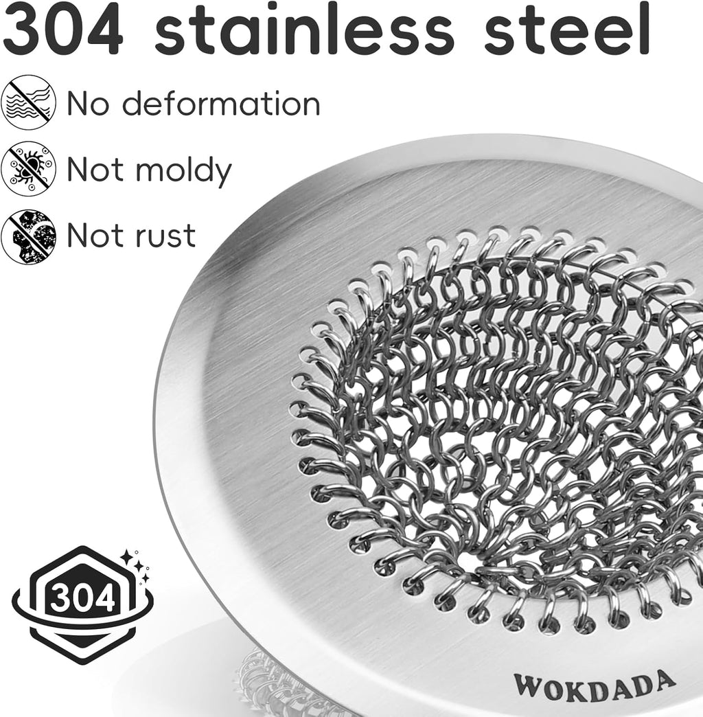 Wokdada Bathtub Drain Hair Catcher, Fast Drainage Shower Drain Hair Catcher, Reversible 304 Stainless Steel Drain Protector for Pop-Up and Regular Drains of Bathroom(Patented Product)