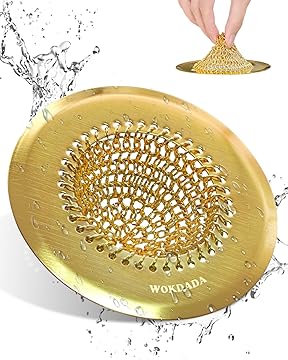 WOKDADA 2pcs - Revolutionary Kitchen Sink Drain Strainer/Patented Reversible Chain Mesh, Effortless Cleaning & Debris Catcher, Large Capacity, No Clog, 304 Stainless Steel & Rust-Proof/Handmade