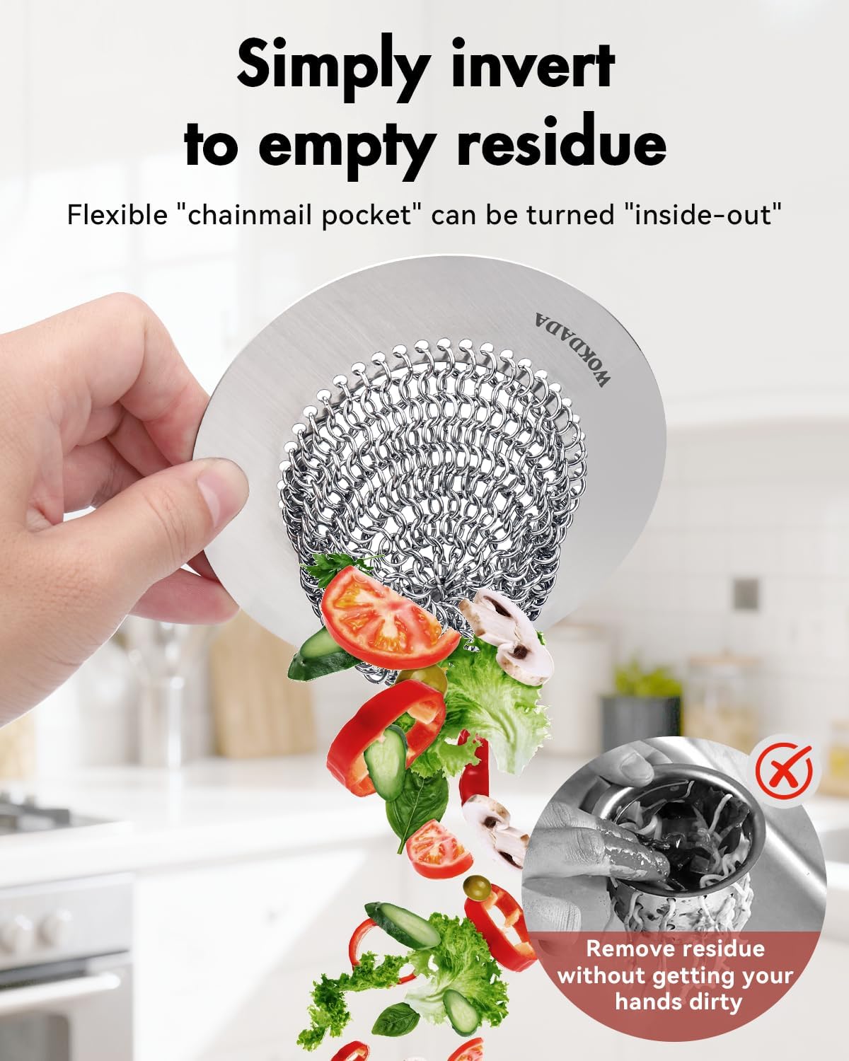 WOKDADA 2 PCS Kitchen Sink Drain Strainer, Flippable Mesh Sink Strainer, 304 Stainless Steel Sink Screen, Easy Clean Large Basket Strainer, Anti-Clog Garbage Disposal Cover Fit for Standard Sink Drain Visit the wokdada Store