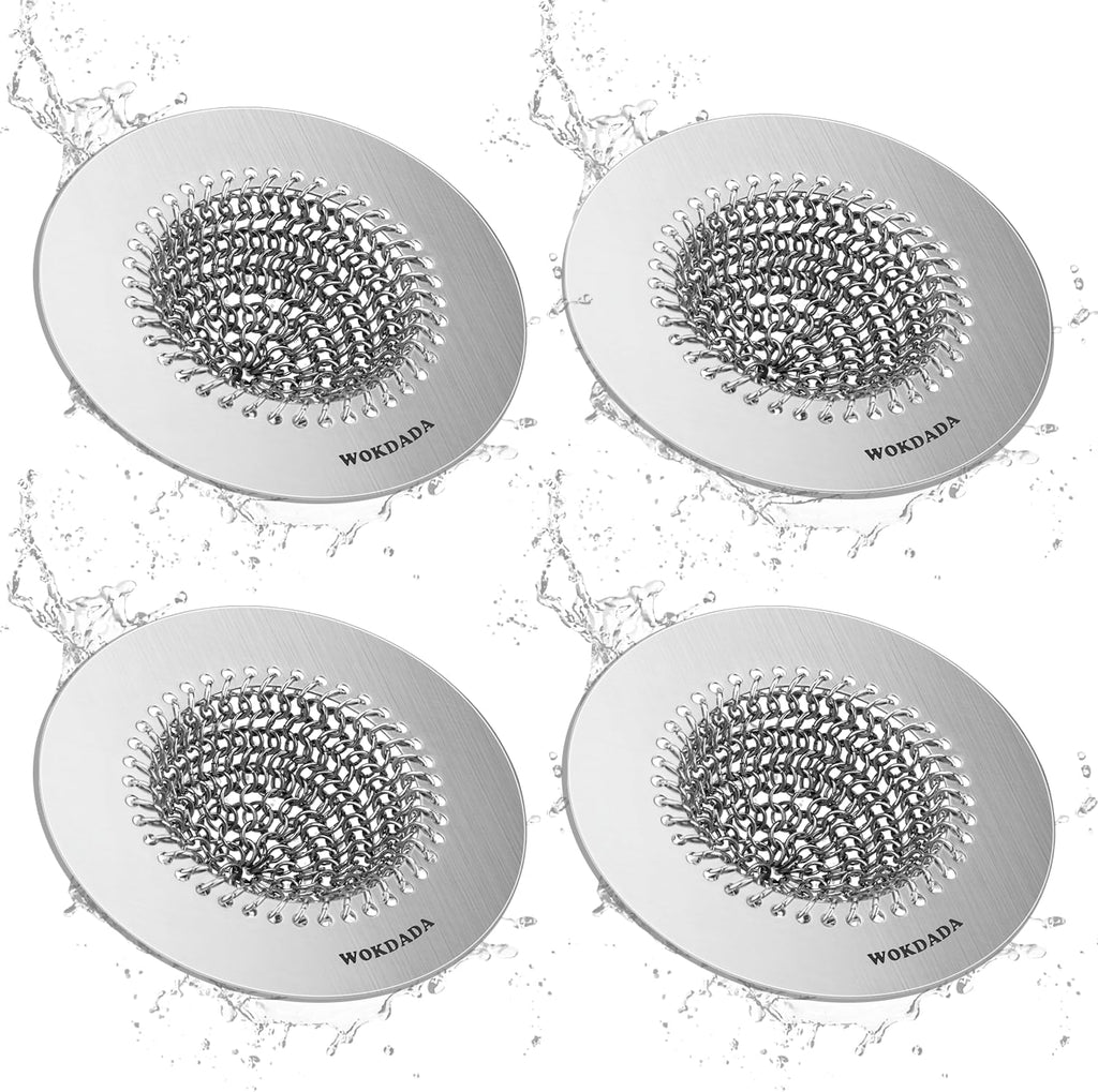 WOKDADA 4 PCS Kitchen Sink Drain Strainer, Flippable Mesh Sink Strainer, 304 Stainless Steel Sink Screen, Easy Clean Large Basket Strainer, Anti-Clog Garbage Disposal Cover Fit for Standard Sink Drain Visit the wokdada Store
