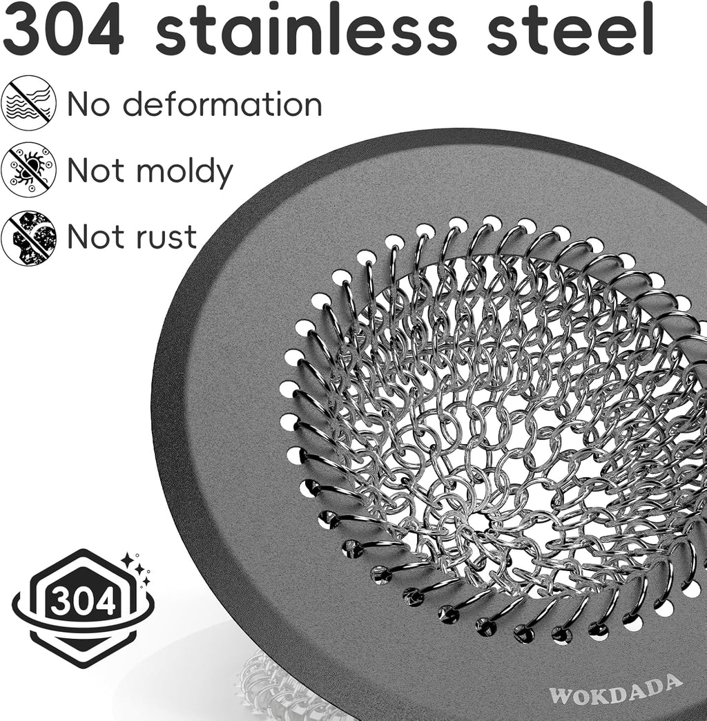 Wokdada  (Dark Gray) Bathtub Drain Hair Catcher: Fast Drainage Shower Version, Reversible 304 Stainless Steel Protector. Fits Pop-Up & Regular Bathroom Drains