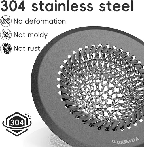 Wokdada  (Dark Gray) Bathtub Drain Hair Catcher: Fast Drainage Shower Version, Reversible 304 Stainless Steel Protector. Fits Pop-Up & Regular Bathroom Drains
